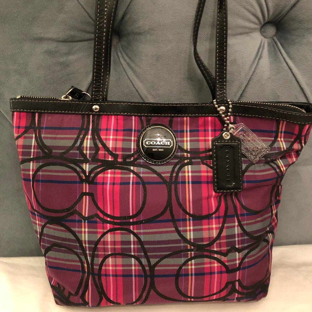 Coach handbag, plaid